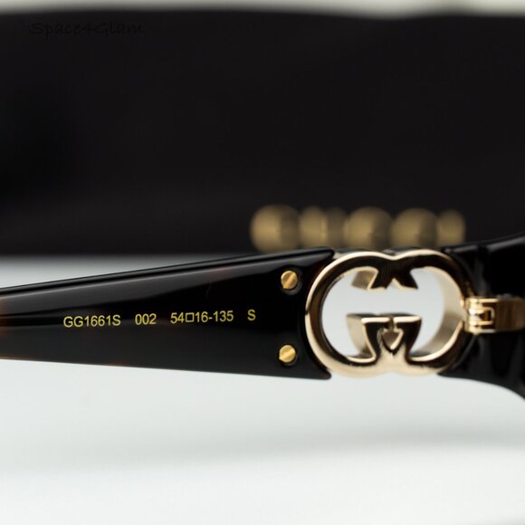 Gucci Women Sunglasses Dark Havana Brown Rectangle GG1661S 002 BRAND NEW - Picture 6 of 9